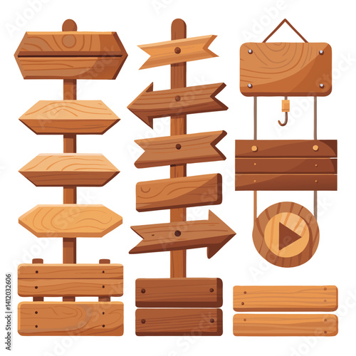 set of wooden signs