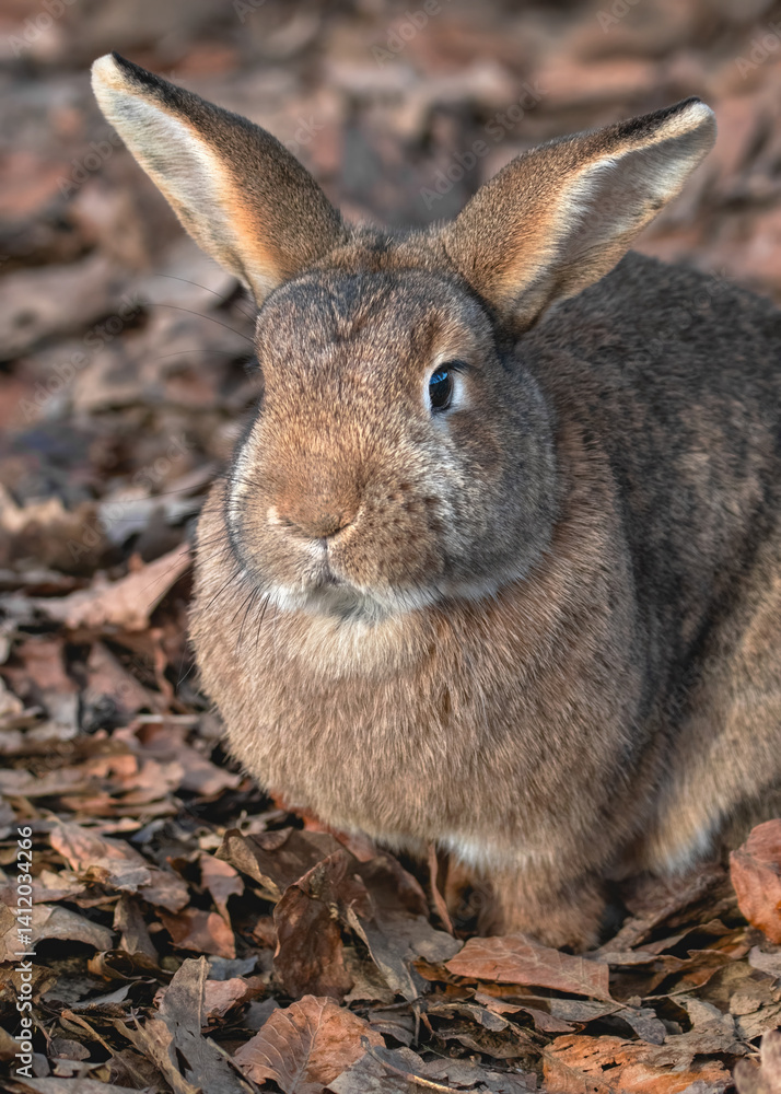 Fototapeta premium Rabbit In Fallen Leaves