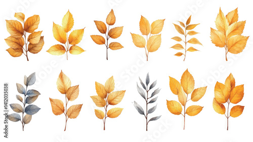 Autumn leaves pattern seamless print wallpaper, paper, stationery. Autumn leaves set fabric texture. Yellow leaves isolate.