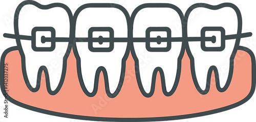 Simplified dental braces illustration for orthodontic education and awareness