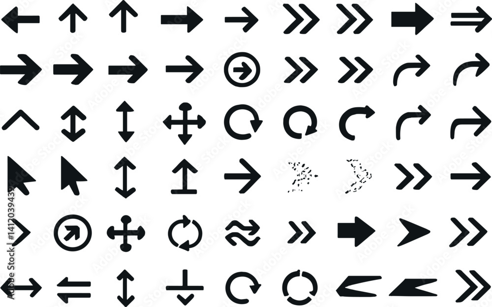 Collection of modern simple arrow icons for navigation and design projects Collection of modern simple arrow icons for navigation and design projects