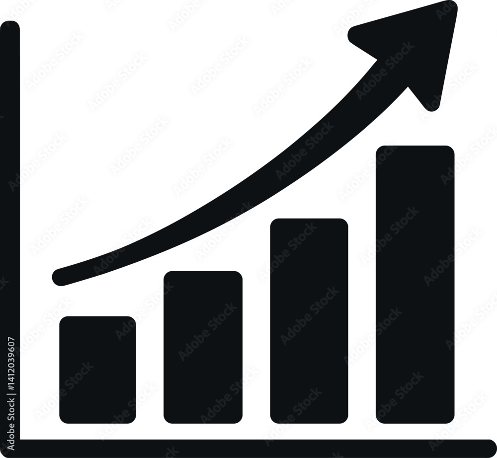 Rising graph icons showing growth and success for business and analysis design