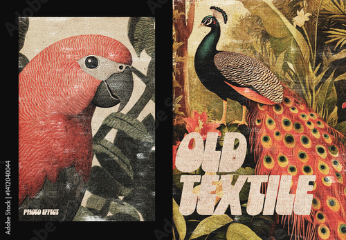 Worn Vintage Textile Old Photo Effect