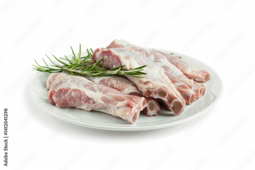 Freshly prepared meat cuts garnished with rosemary on a clean white plate for culinary inspiration isolated on transparent background Freshly prepared meat cuts garnished with rosemary on a clean white plate for culinary inspiration isolated on transparent background