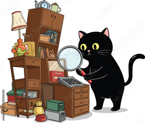 A naughty cat has messed up the furniture vector