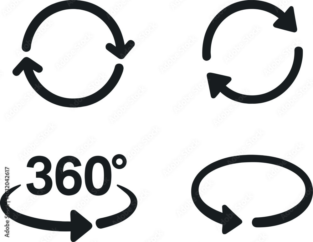 Rotational arrow icons for design and navigation concepts Rotational arrow icons for design and navigation concepts