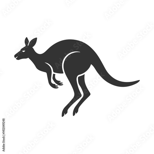 Kangaroo with baby silhouette vector illustration in black design style with wild animal and pet elements