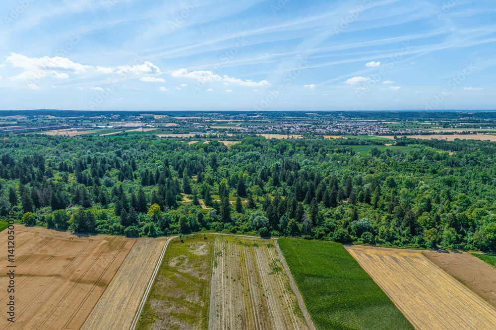 Das nordschwäbische Lechtal rund um die Aindlinger Badeseen von oben
