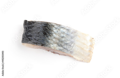 Obraz na płótnie Piece of delicious herring isolated on white, top view w salonie