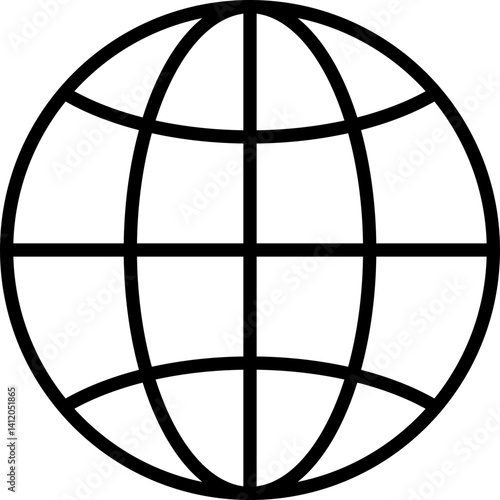 Globe icon for global connections and travel - Editable Stroke SVG, fully scalable.