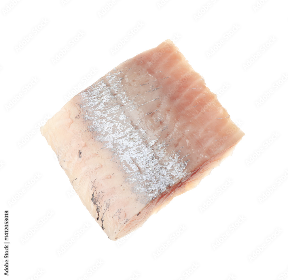 Piece of delicious herring isolated on white