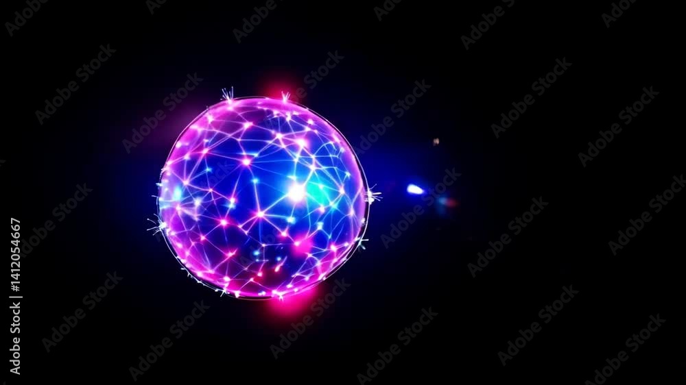 A vibrant, glowing sphere of interconnected nodes pulsates with energy against a stark black background, symbolizing global connectivity and technological advancement. A vibrant, glowing sphere of interconnected nodes pulsates with energy against a stark black background, symbolizing global connectivity and technological advancement.