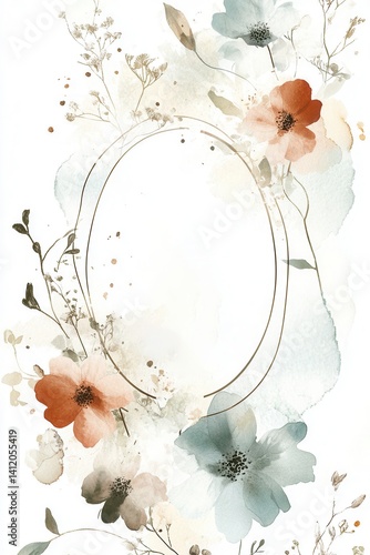 Soft watercolor funeral flyer with dove candle and empty oval portrait frame
