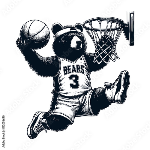 Slam-dunk Bear Vector Illustration