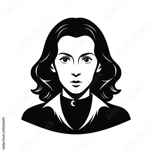 portrait of a woman icon of silhouette vector illustration on white background 