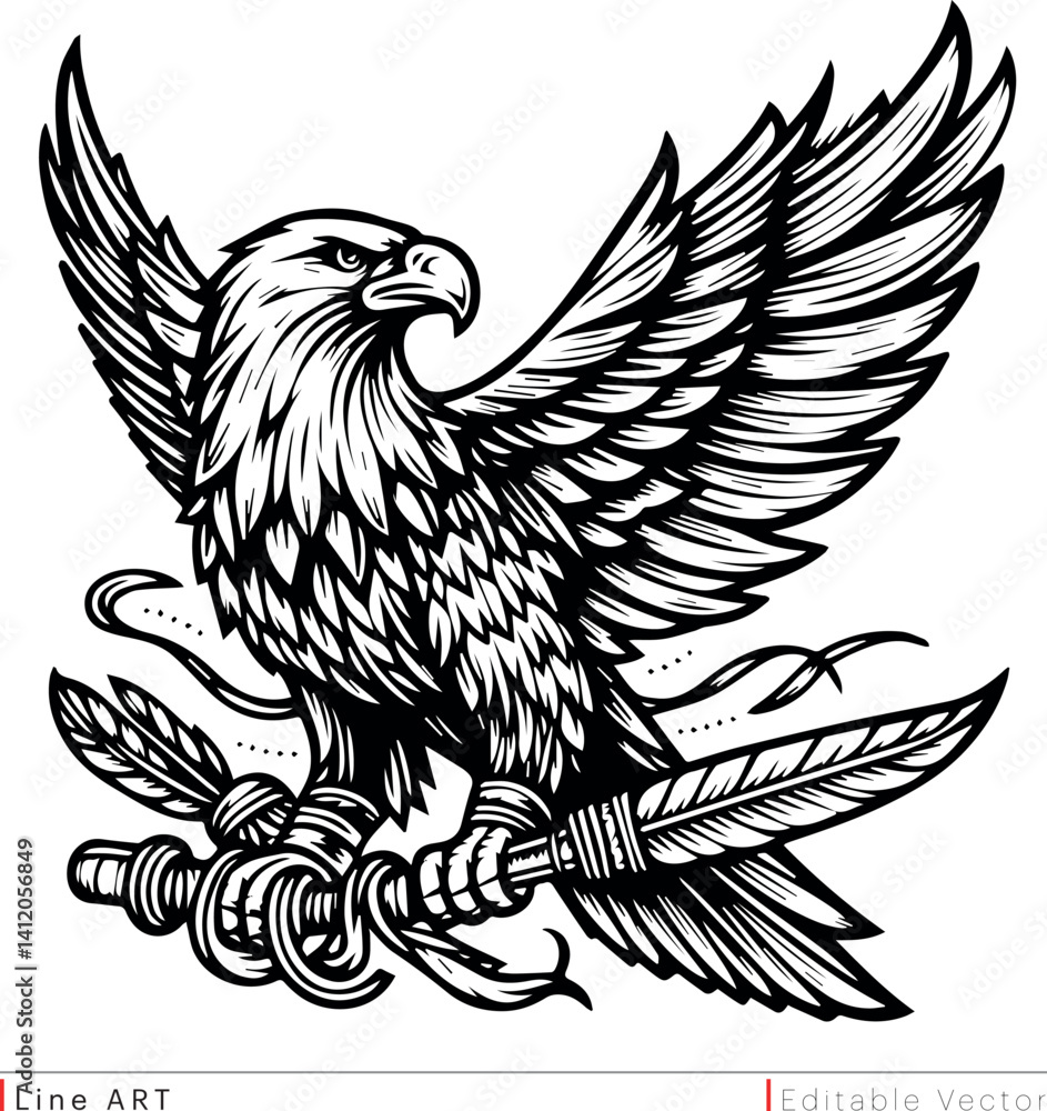 Obraz premium Eagle Line Art vector Editable Ai