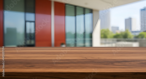 Wallpaper Mural Wooden table top on blur glass window wall building background, wallpaper, Wood table,desktop, presentation, morning, urban top on blurred glass window wall building background Torontodigital.ca