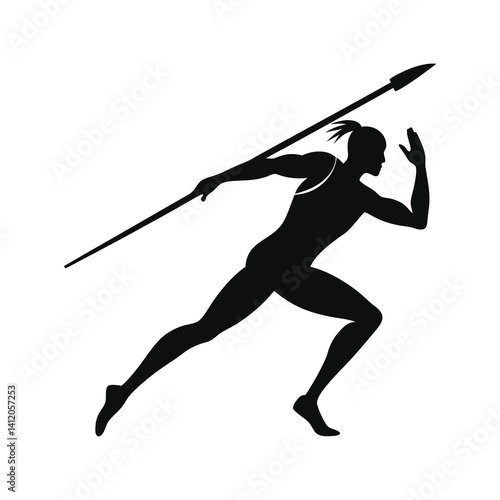 javelin player pose icon of silhouette vector illustration on white background