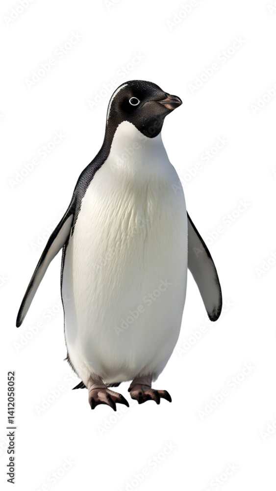 Obraz premium Penguin walking with flippers slightly out, isolated on white