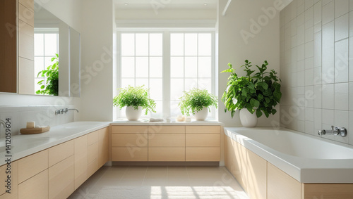 modern bathroom with white furniture