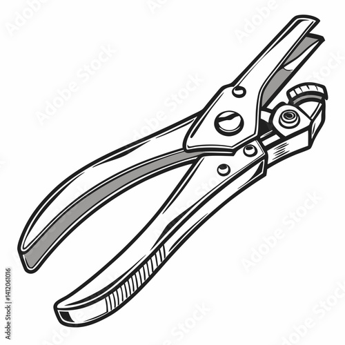 Isolated Illustration Of Manual Cable Cutting Tool Engineering Instrument Design