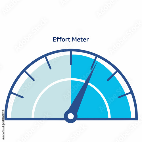 Effort Meter Illustration Demonstrating High Productivity Level In Blue Color Scheme