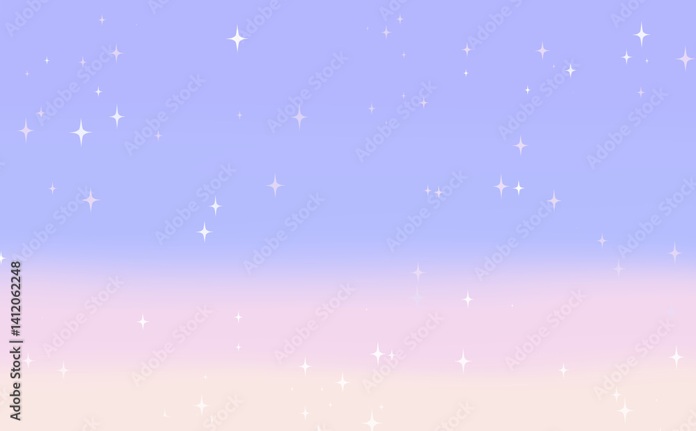 Fototapeta premium ゆめかわな空の背景（キラキラ） 手描きイラスト素材