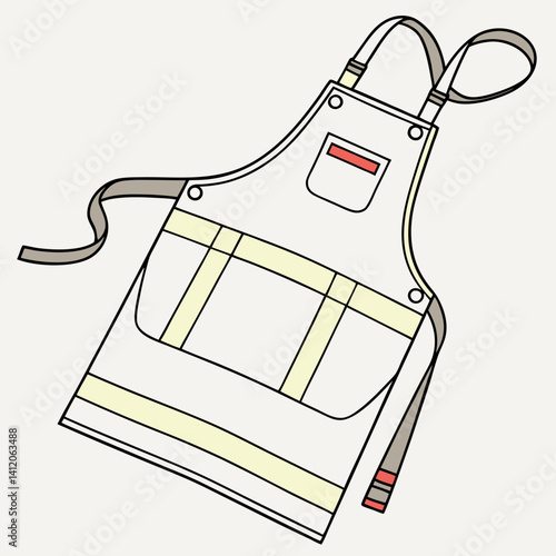 Modern Apron Illustration For Cooking Baking Gardening And Crafting Projects