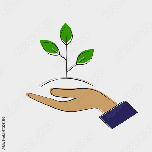 Plant in Hand Vector Eco Icon