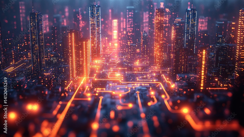 Cyberpunk Cityscape: A Futuristic Metropolis Illuminated by Neon Lights Cyberpunk Cityscape: A Futuristic Metropolis Illuminated by Neon Lights