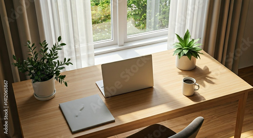 Minimalist Home Office Workspace with Natural Light