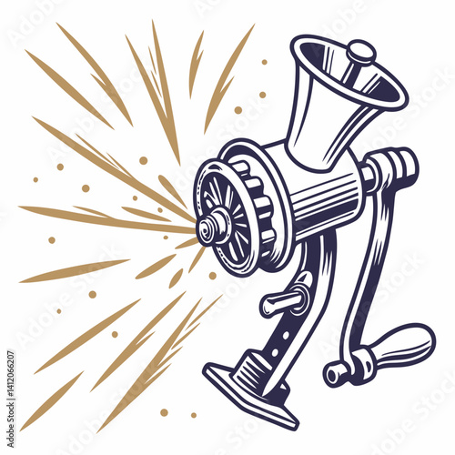 Vintage Manual Meat Grinder Illustration Classic Kitchen Tool Design