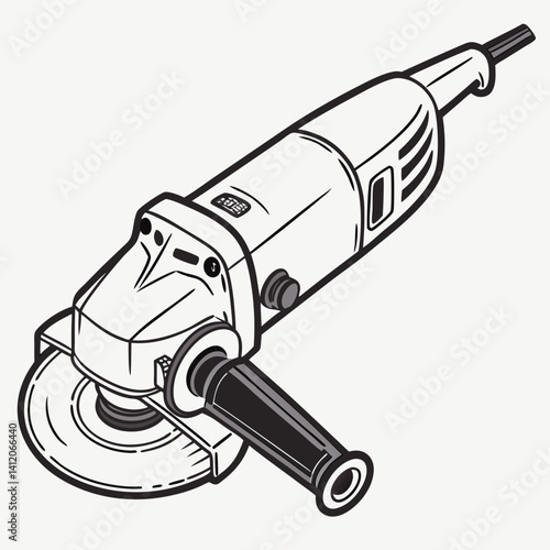 Grinder Tool Outline Style Hand Drawn Vector Illustration Isolated On White