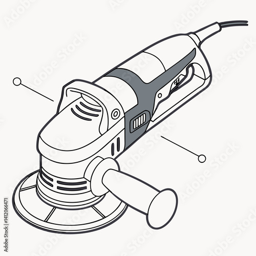 Isolated Electric Sander Illustration For Woodworking Projects And Tools