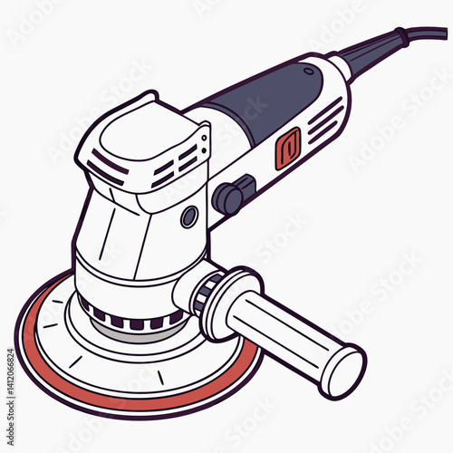 Isometric Illustration Of An Electric Orbital Sander Tool For Woodworking Projects