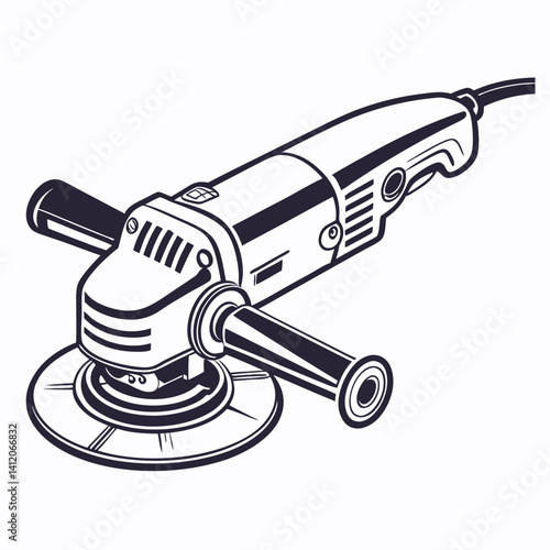 Detailed Line Art Illustration Of An Electric Sander Machine Tool