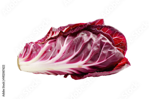 Vibrant radicchio showcasing rich colors and unique textures in a minimalistic display isolated on transparent background
