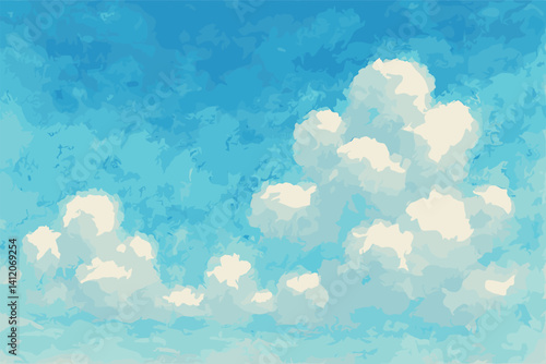 Abstract cloudscape with fluffy clouds against clear blue sky