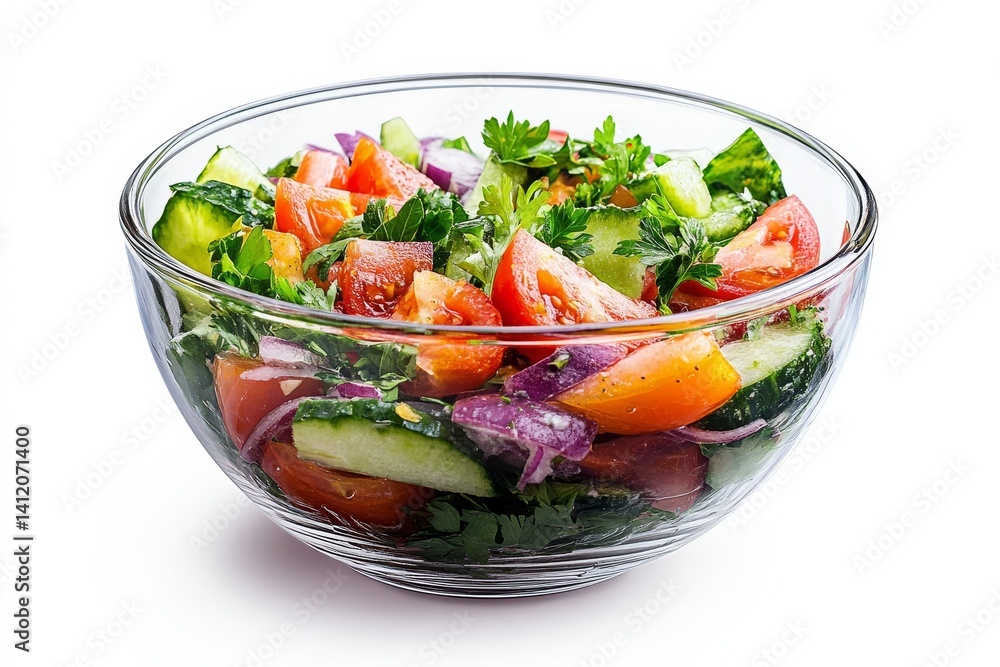 salad bowl with salad food isolated on a white background