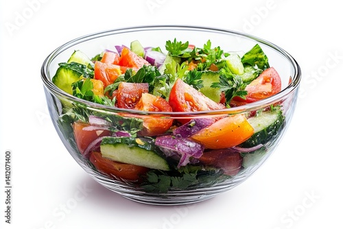 salad bowl with salad food isolated on a white background