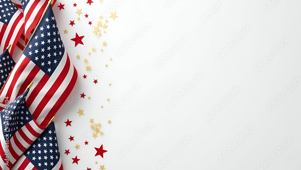 Obraz premium Modern photo stock image illustrating an elegant Memorial Day Flags Decoration concept with refined visual balance innovative layout and sophisticated artistry for formal tribute in Photo Stock Conc