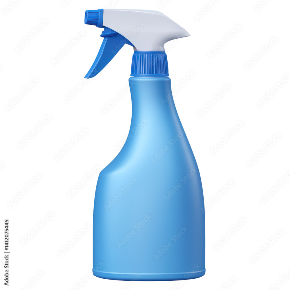 Blue Spray Bottle for Cleaning with Trigger Mechanism, isolated on transparent background. Blue Spray Bottle for Cleaning with Trigger Mechanism, isolated on transparent background.