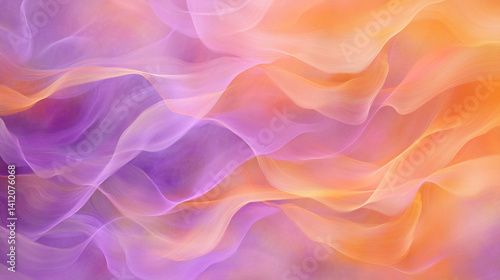 Wallpaper Mural An abstract image showcasing swirling tendrils of smoke in a vibrant gradient of warm orange and cool purple Torontodigital.ca
