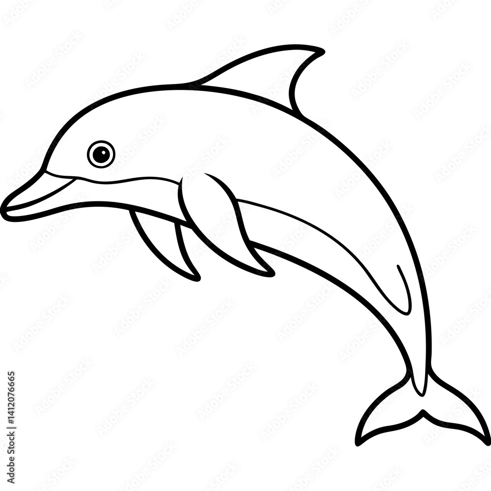 Fototapeta premium Stylized Dolphin Outline Artwork