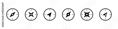 Compass icon. Navigation sign vector set. Gps wind rose symbol. Adventure compass orientation. North west south east direction. Gps navigation map sign.