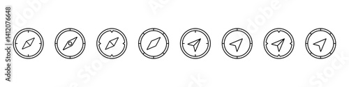 Compass icon. Navigation sign vector set. Gps wind rose symbol. Adventure compass orientation. North west south east direction. Gps navigation map sign.