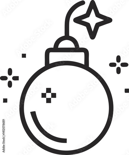 DDOS Bomb Icon line art on transparent background