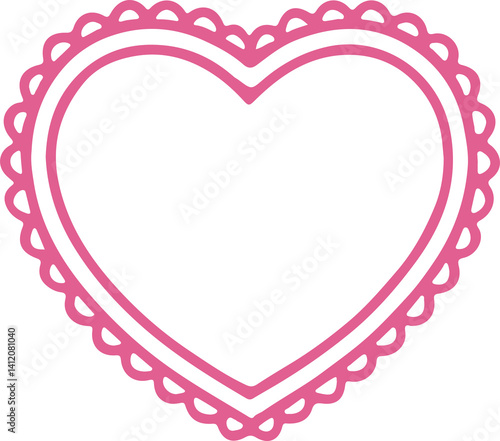 Foto pink hand-drawn heart frames with lace and rope details