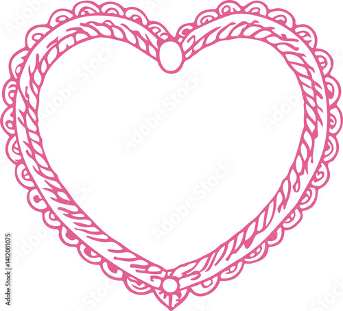 Photos Charming heart-shaped border collection in a cute pink sketch style