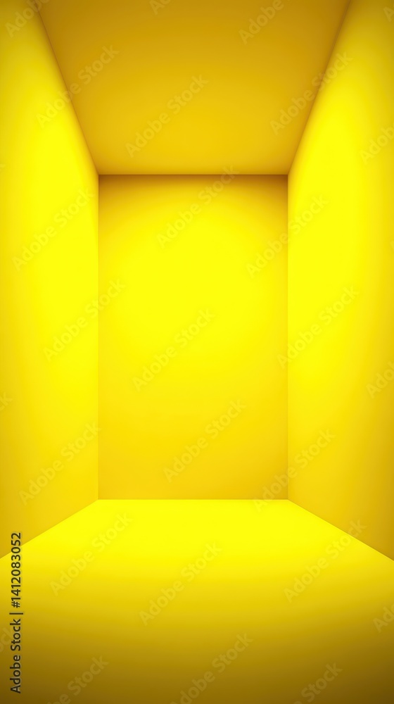 Obraz premium A bright yellow studio environment with smooth walls and floor creates a vibrant and inviting atmosphere. The clean lines and minimalism inspire feelings of creativity and joy